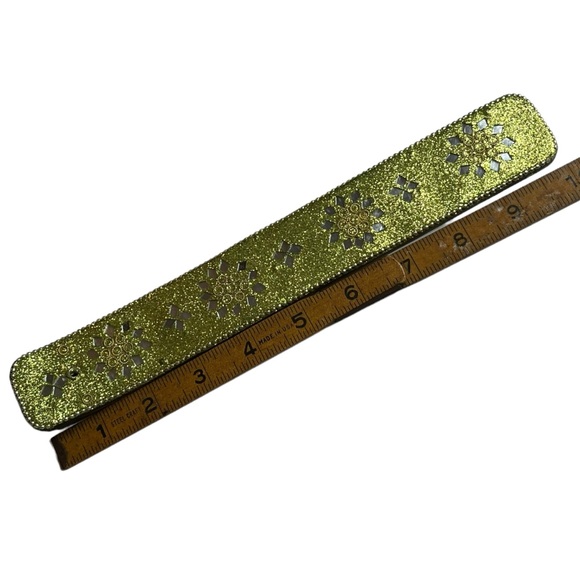 Retro Y2K Green Glitter Mirror Flower Mandala Incense Holder, ~10" - Picture 5 of 5